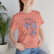 Serpent and Flower Graphic Unisex Tee - Nature-Inspired Design