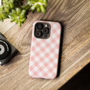 Pink Gingham Tough iPhone Case - Stylish & Durable Protection