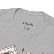 Retro Music Vibe Unisex Heavy Cotton Tee with Cassette and Guitar Design