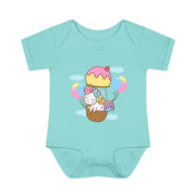 Cute Baby Bodysuit with Ice Cream and Balloons Design