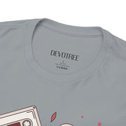 Retro Music Vibe Unisex Heavy Cotton Tee with Cassette and Guitar Design