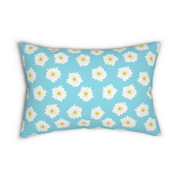 Floral Lumbar Pillow - Bright Blue Daisy Design for Home Decor
