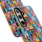 Colorful Cat Pattern Samsung Phone Case - Tough Cases for Cat Lovers