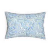 Floral Blue Spun Polyester Lumbar Pillow - Cozy Decorative Cushion for Home