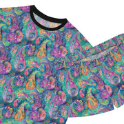 Vibrant Women's Short Pajama Set - Colorful Paisley Design for Cozy Nights
