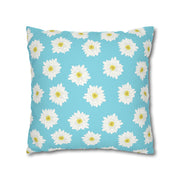 Daisy Print Square Pillowcase - Bright Floral Home Decor