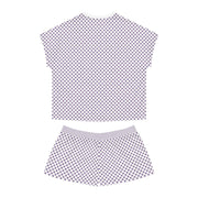 Cozy Purple Polka Dot Women's Pajama Set - Short Sleeve & Shorts