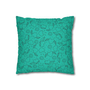 Heart & Leaf Pattern Square Pillowcase – Cozy Home Decor for Lovebirds