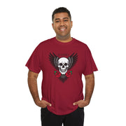 Devil's Wing Skull Unisex Heavy Cotton Tee - Edgy Graphic T-Shirt for Alternative Fashion