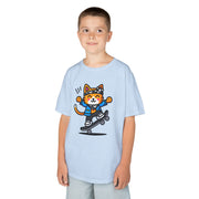 Skateboarding Cat Kids Heavy Cotton™ Tee - Fun & Playful T-Shirt for Young Skaters