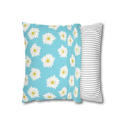 Daisy Print Square Pillowcase - Bright Floral Home Decor