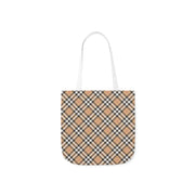 Stylish Plaid Canvas Tote Bag with 5-Color Straps