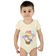 Cute Baby Bodysuit with Ice Cream and Balloons Design