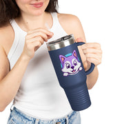 Cute Animal Insulated Travel Mug - 40oz with Straws and Handle