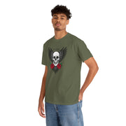 Devil's Wing Skull Unisex Heavy Cotton Tee - Edgy Graphic T-Shirt for Alternative Fashion