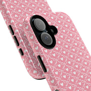 Pink Heart Pattern Tough iPhone Case - Durable Protection for Sweethearts