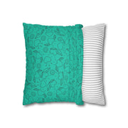 Turquoise Heart Pattern Faux Suede Pillowcase – Cozy Home Decor for Love & Comfort