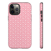 Pink Heart Pattern Tough iPhone Case - Durable Protection for Sweethearts