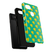 Floral Tough Google Pixel Phone Case - Vibrant Yellow Flowers on Green Background