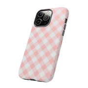 Pink Gingham Tough iPhone Case - Stylish & Durable Protection