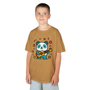 Kids Panda Guitar Tee - Cute Heavy Cotton T-Shirt for Music Lovers