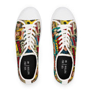 Comic Book Style Women's Low Top Sneakers - Unique Graphic Sneakers for Casual Fashion