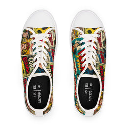 Comic Book Style Women's Low Top Sneakers - Unique Graphic Sneakers for Casual Fashion