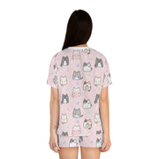 Cute Cat Print Women's Short Pajama Set - Soft and Comfortable Loungewear for Cat Lovers