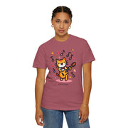 Cute Cat Music T-Shirt - Unisex Garment-Dyed Tee for Animal Lovers