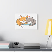 Adorable Cat and Dog Canvas Art - Cute Pet Lovers Wall Decor