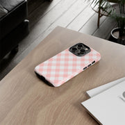 Pink Gingham Tough iPhone Case - Stylish & Durable Protection