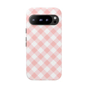 Chic Pink Gingham Google Pixel Phone Case for Tough Protection