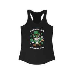 St. Patrick's Day Cat Racerback Tank - Who Needs Luck With All This Charm?