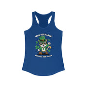 St. Patrick's Day Cat Racerback Tank - Who Needs Luck With All This Charm?
