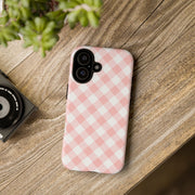 Pink Gingham Tough iPhone Case - Stylish & Durable Protection
