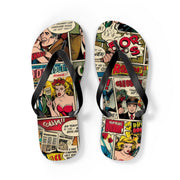 Retro Comic Flip Flops - Fun Summer Footwear for Beach Days & Casual Outings