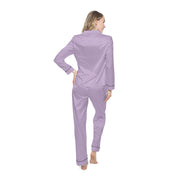 Elegant Women's Satin Pajamas Set - Lavender Pattern for Cozy Nights