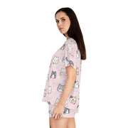 Cute Cat Print Women's Short Pajama Set - Soft and Comfortable Loungewear for Cat Lovers