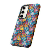 Colorful Cat Pattern Samsung Phone Case - Tough Cases for Cat Lovers