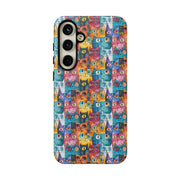 Colorful Cat Pattern Samsung Phone Case - Tough Cases for Cat Lovers