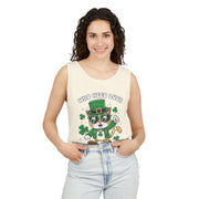 Who Needs Luck? Cat St. Patrick's Day Tank Top - Unisex Garment-Dyed T-Shirt