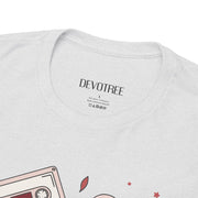 Retro Music Vibe Unisex Heavy Cotton Tee with Cassette and Guitar Design