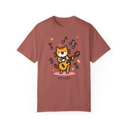 Cute Cat Music T-Shirt - Unisex Garment-Dyed Tee for Animal Lovers