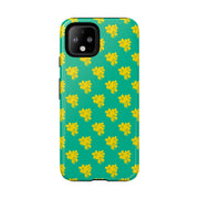 Floral Tough Google Pixel Phone Case - Vibrant Yellow Flowers on Green Background