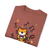 Cute Cat Music T-Shirt - Unisex Garment-Dyed Tee for Animal Lovers