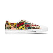 Comic Book Style Women's Low Top Sneakers - Unique Graphic Sneakers for Casual Fashion