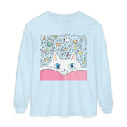 Cute Cat Reading Long Sleeve T-Shirt - Perfect for Cat Lovers