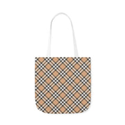 Stylish Plaid Canvas Tote Bag with 5-Color Straps
