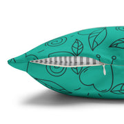 Heart & Leaf Pattern Square Pillowcase – Cozy Home Decor for Lovebirds