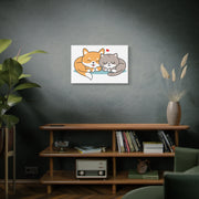 Adorable Cat and Dog Canvas Art - Cute Pet Lovers Wall Decor